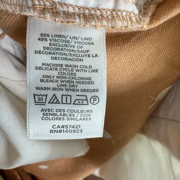 LOFT Orange White Pola Dot Linen Viscose High Rise 6" Shorts Size 12 - Picture 7 of 7